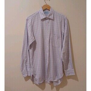 Hilditch & Key Dress Shirt Mens 15.5 Blue Check Cotton Long Sleeve Button Down